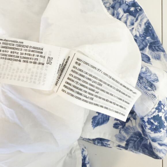 Abercrombie & Fitch Emerson Linen Floral Midi Dress Blue White - MT Tall - Picture 8 of 10